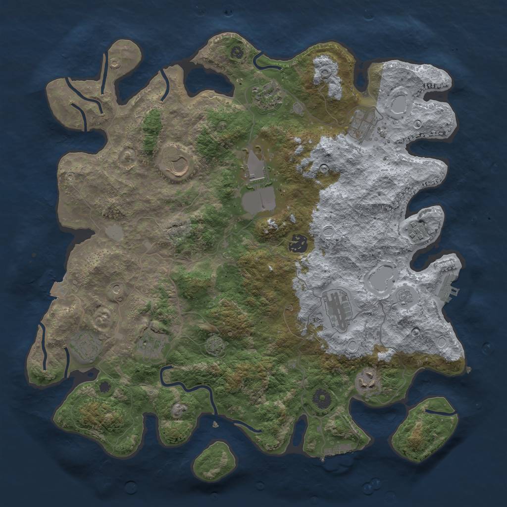 Rust Map: Procedural Map, Size: 3950, Seed: 36774387, 18 Monuments