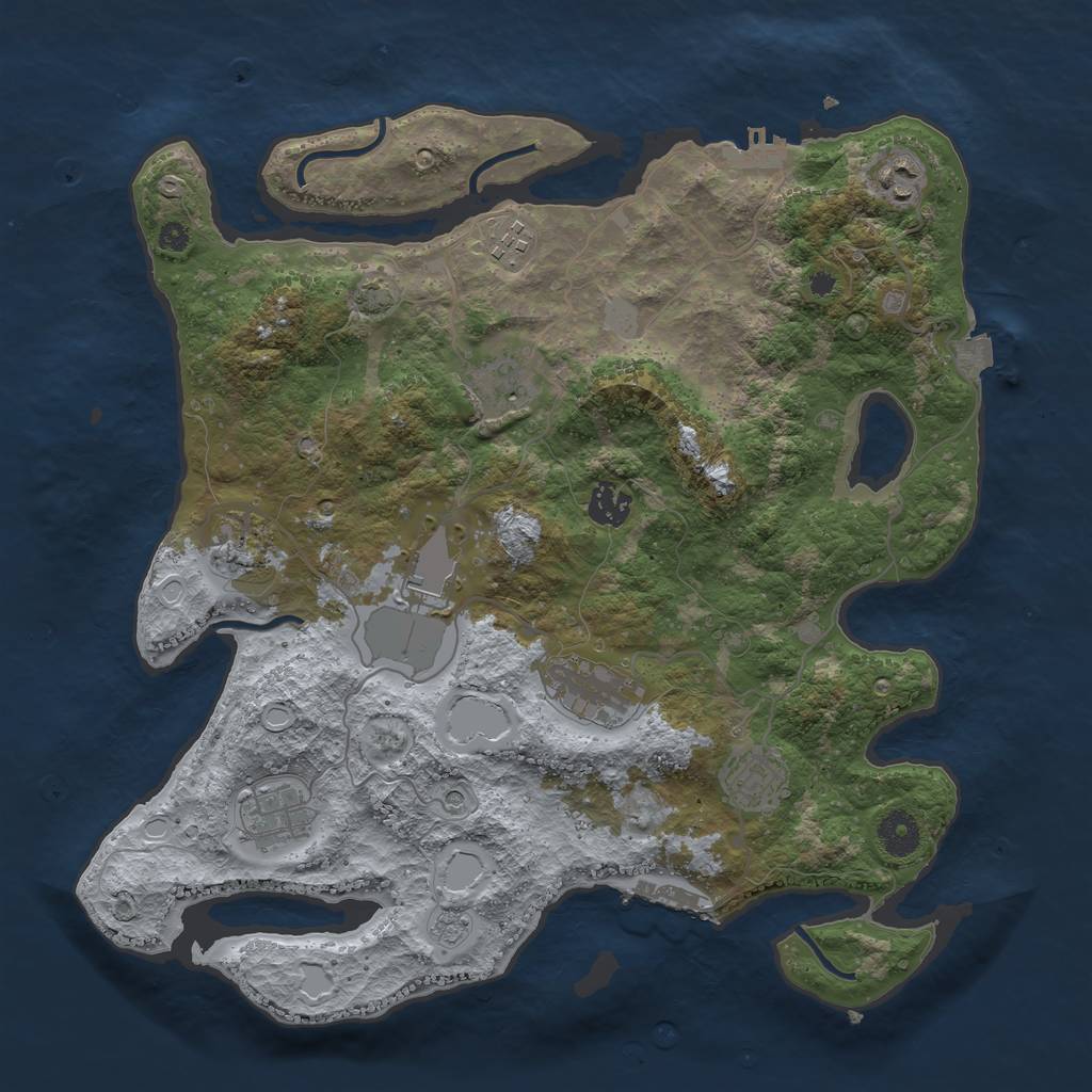 Rust Map: Procedural Map, Size: 3750, Seed: 28160596, 17 Monuments