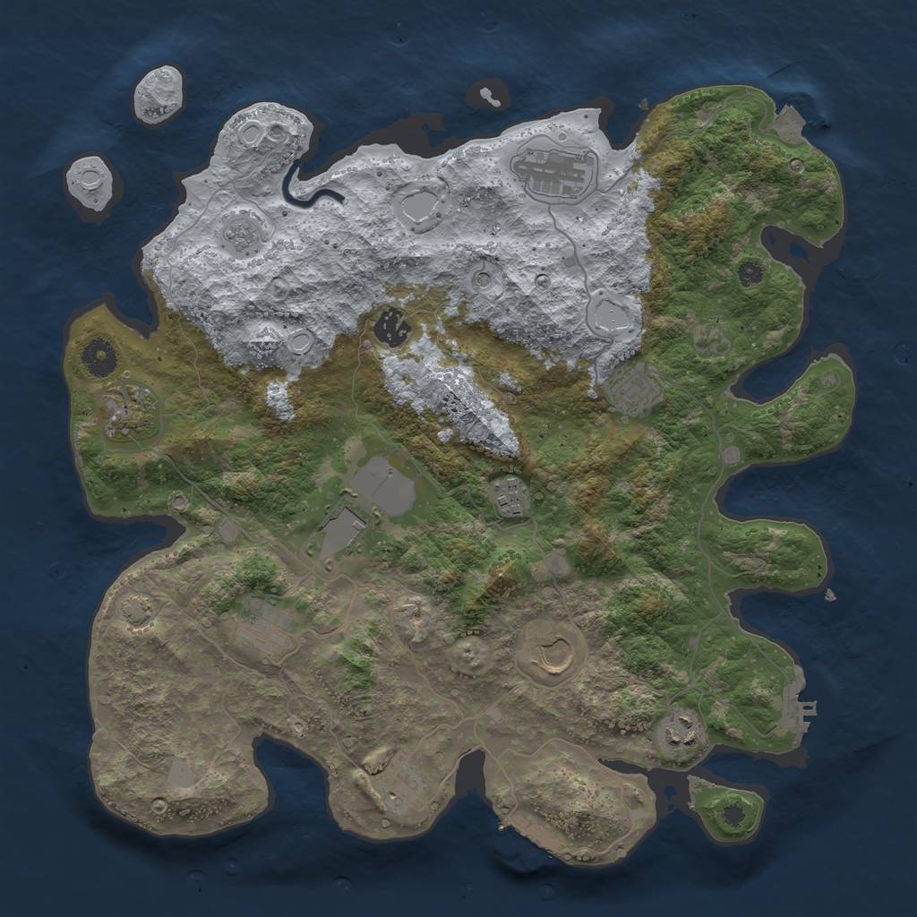 Rust Map: Procedural Map, Size: 3850, Seed: 13389562, 18 Monuments