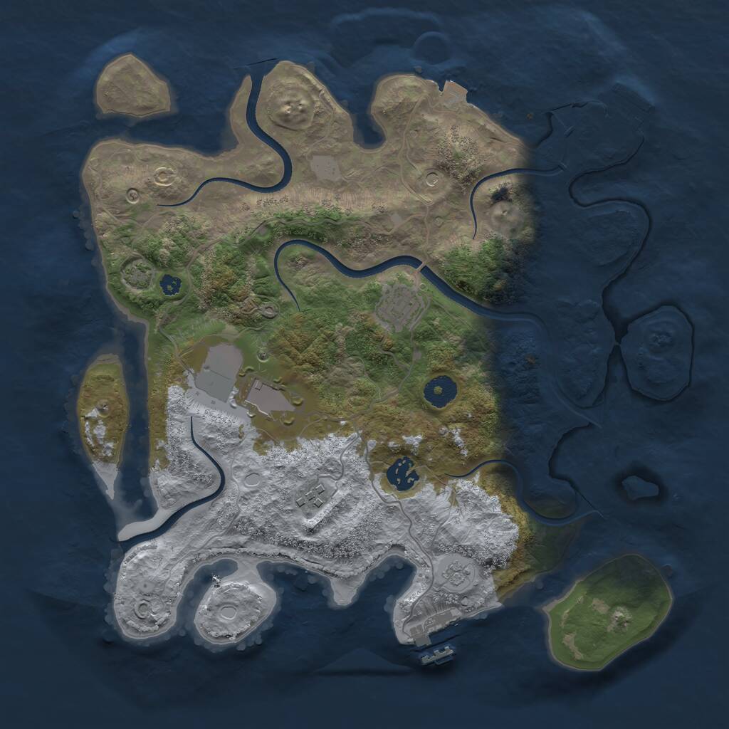 Rust Map: Procedural Map, Size: 3500, Seed: 520979258, 10 Monuments