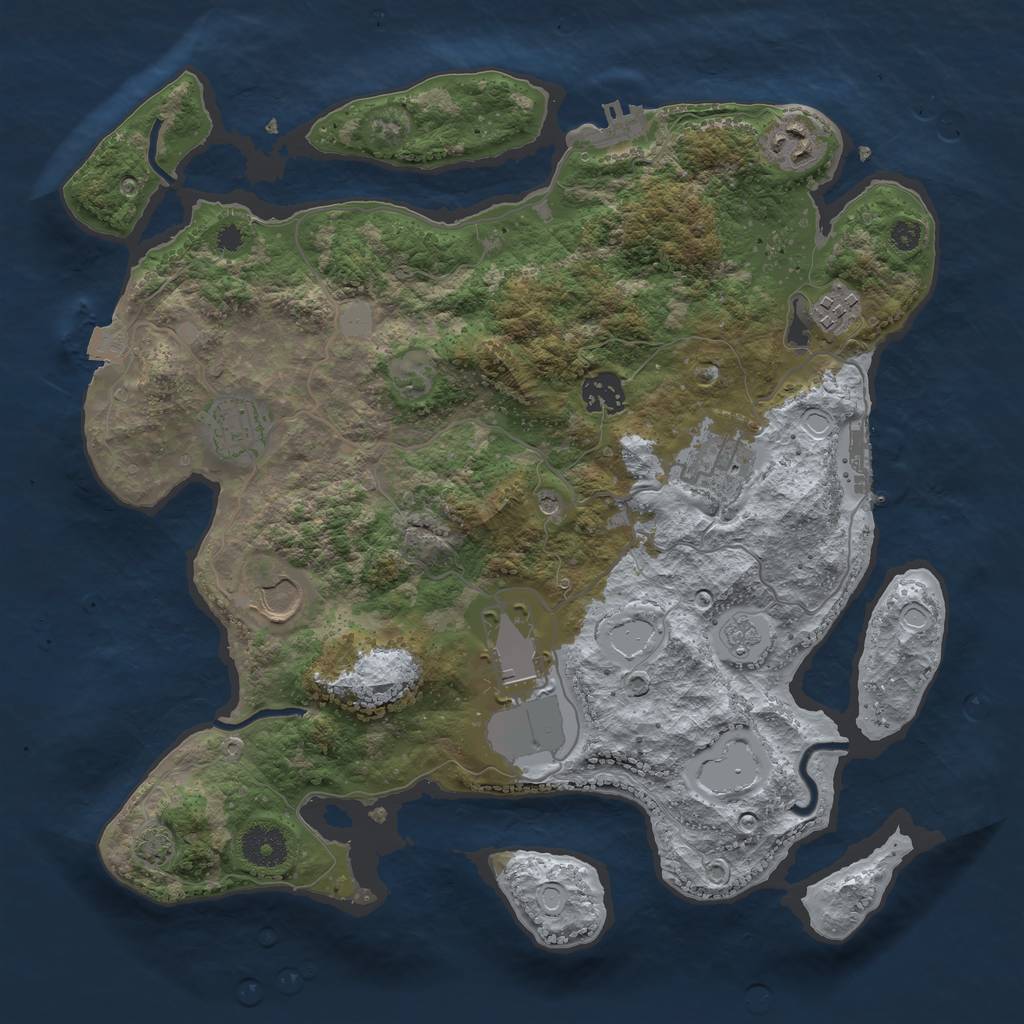 Rust Map: Procedural Map, Size: 3500, Seed: 38784065, 15 Monuments
