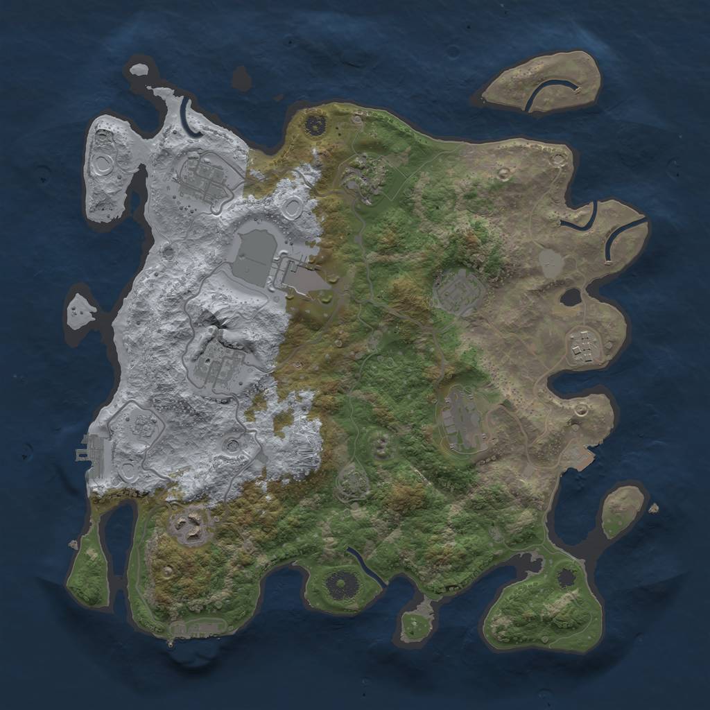 Rust Map: Procedural Map, Size: 3500, Seed: 1385066383, 16 Monuments