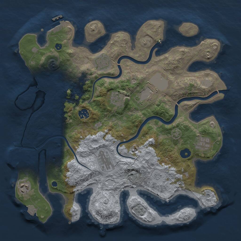 Rust Map: Procedural Map, Size: 3550, Seed: 80788820, 14 Monuments