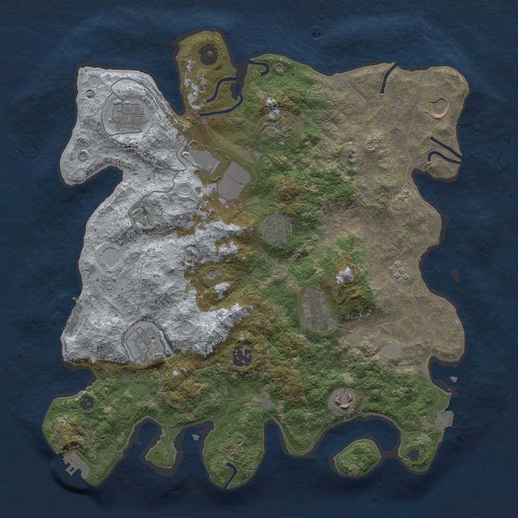 Rust Map: Procedural Map, Size: 3800, Seed: 51262761, 18 Monuments