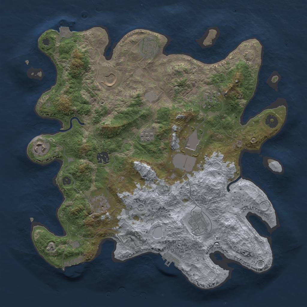 Rust Map: Procedural Map, Size: 3600, Seed: 12609, 17 Monuments