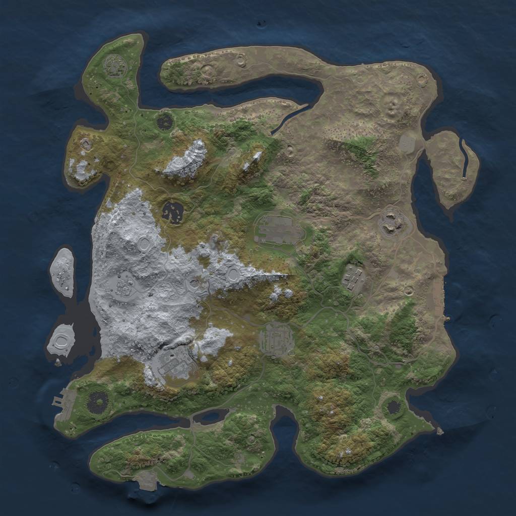 Rust Map: Procedural Map, Size: 3450, Seed: 38866709, 14 Monuments