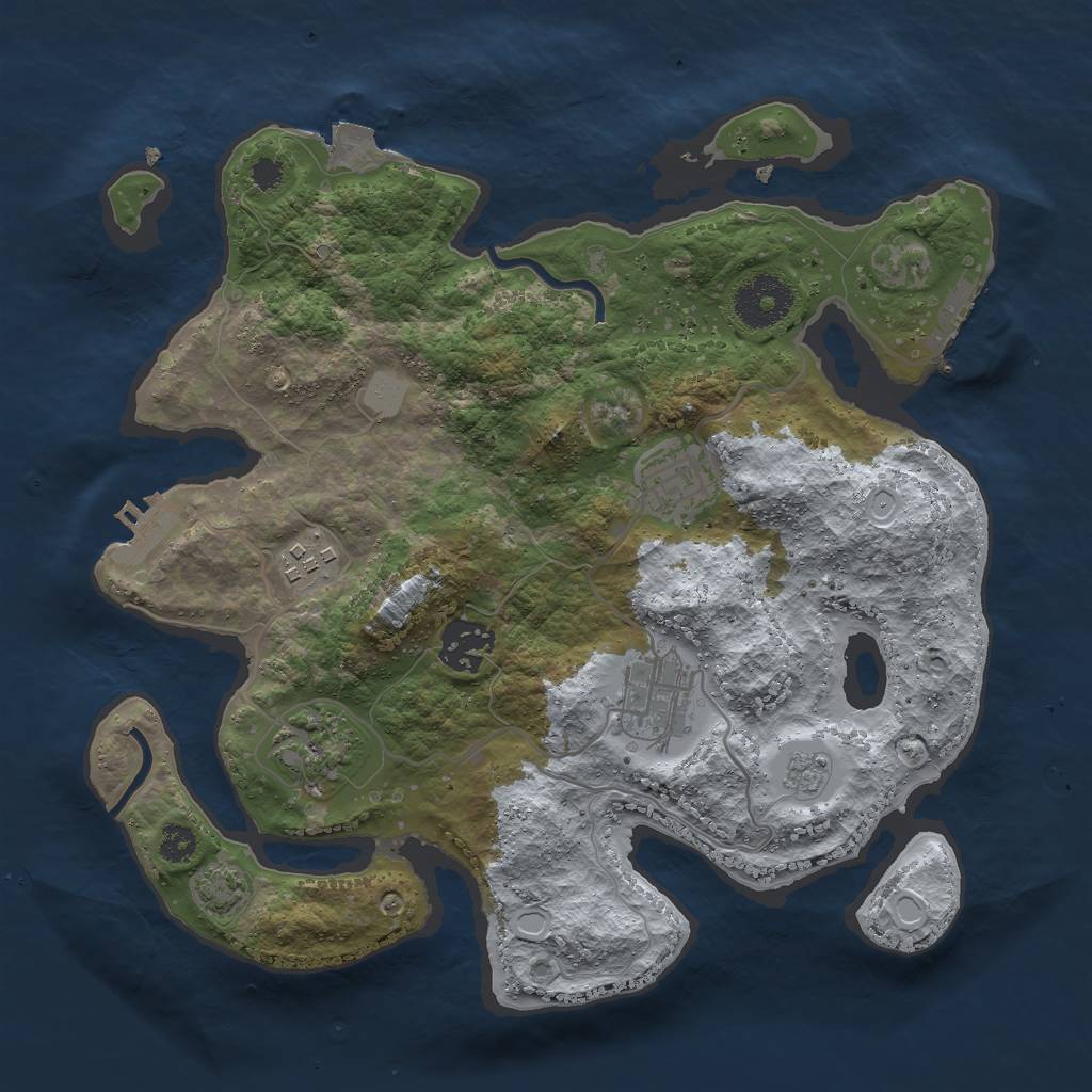 Rust Map: Procedural Map, Size: 3000, Seed: 1201760113, 12 Monuments