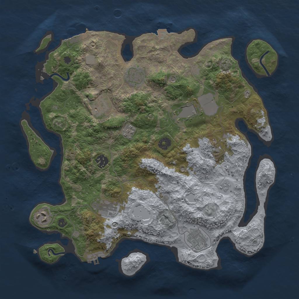 Rust Map: Procedural Map, Size: 3550, Seed: 28146748, 17 Monuments