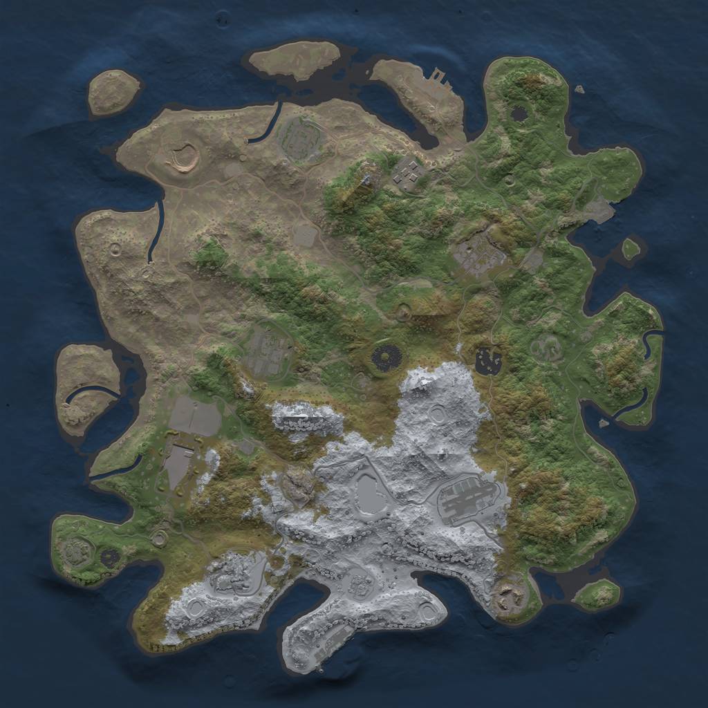 Rust Map: Procedural Map, Size: 3750, Seed: 645345, 17 Monuments