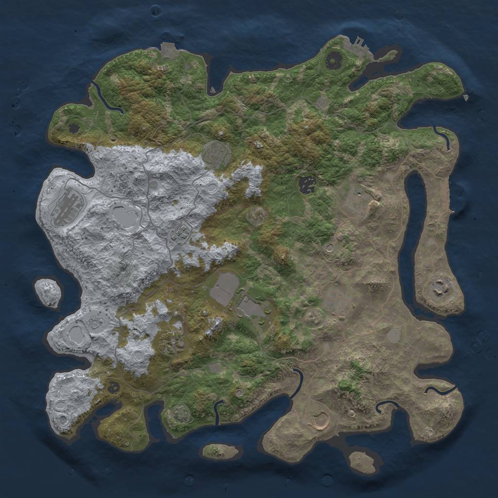 Rust Map: Procedural Map, Size: 4100, Seed: 60266057, 18 Monuments