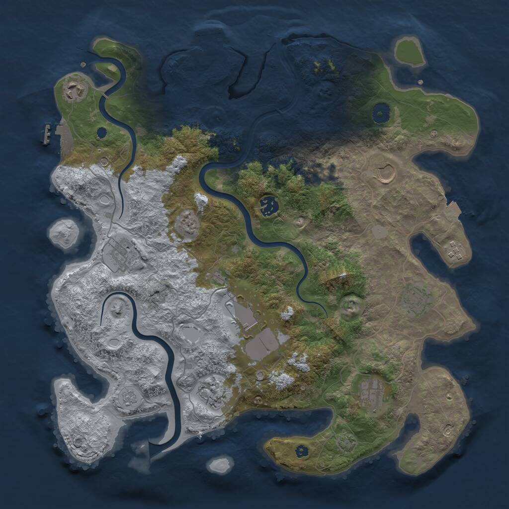 Rust Map: Procedural Map, Size: 3950, Seed: 44520118, 15 Monuments