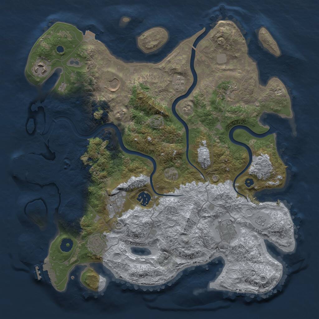Rust Map: Procedural Map, Size: 3600, Seed: 16312050, 14 Monuments