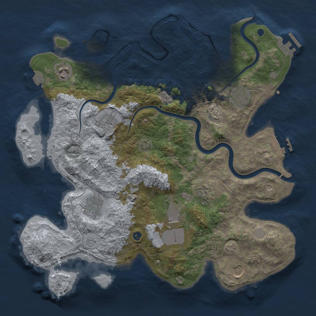 Rust Map: Procedural Map, Size: 3650, Seed: 4674998, 14 Monuments