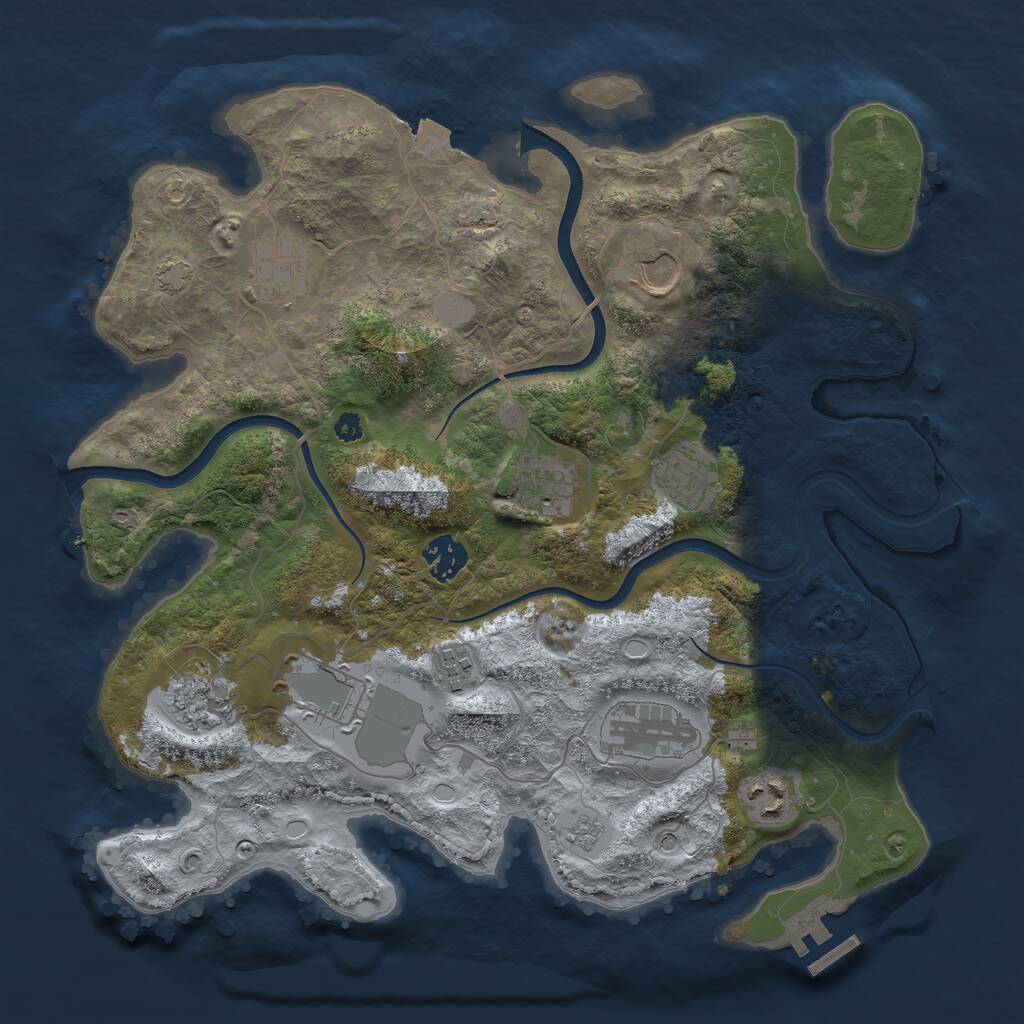 Rust Map: Procedural Map, Size: 3550, Seed: 75757911, 15 Monuments