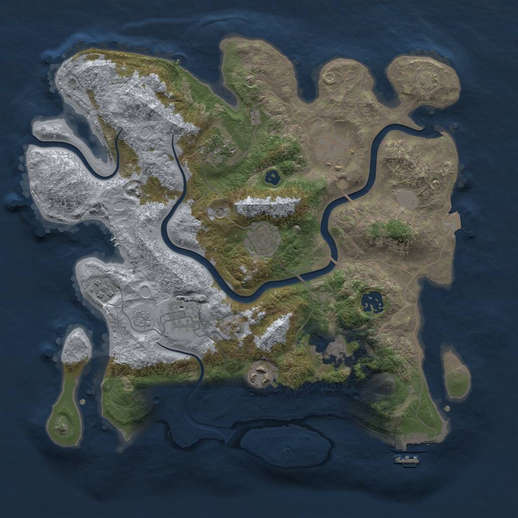 Rust Map: Procedural Map, Size: 3450, Seed: 39948172, 13 Monuments