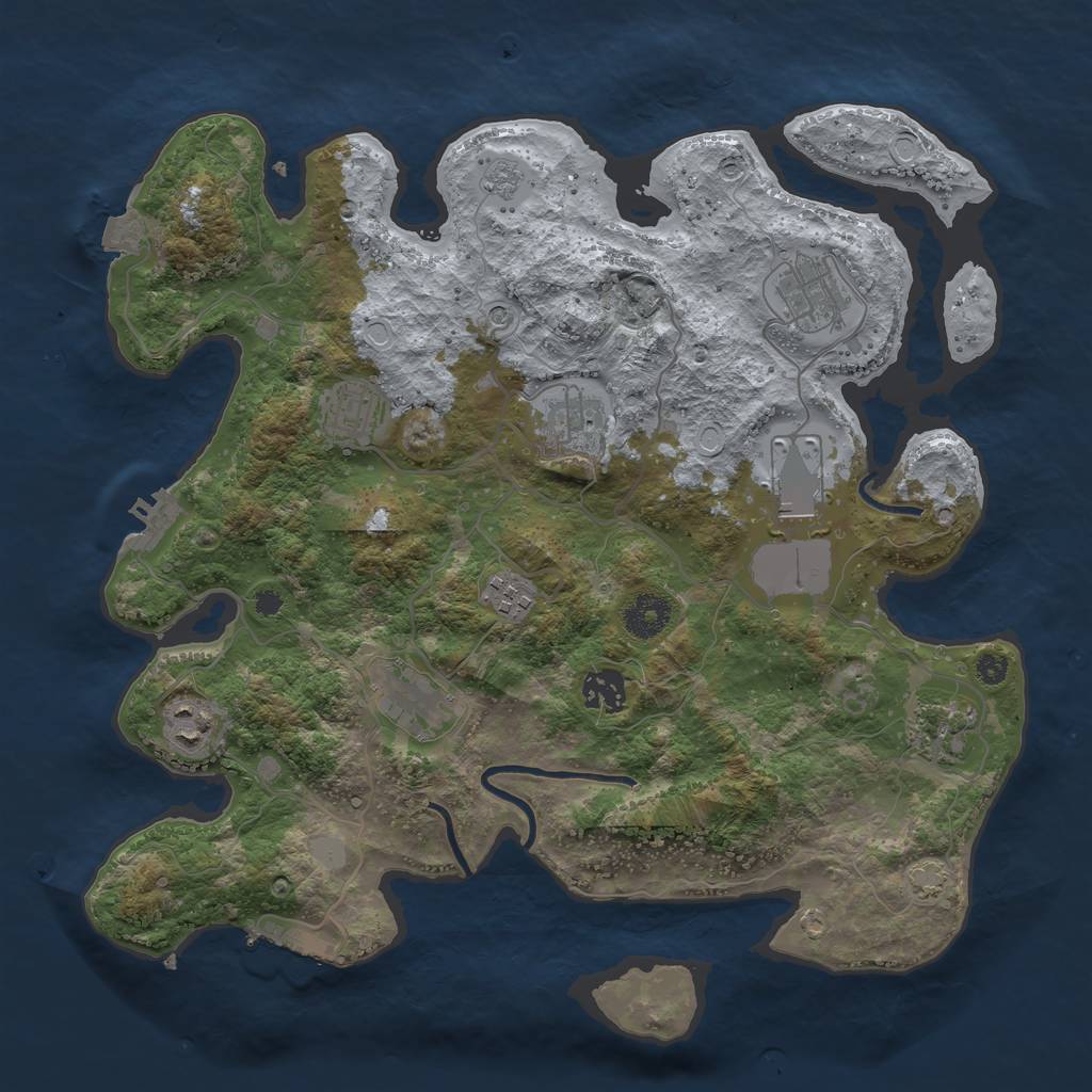 Rust Map: Procedural Map, Size: 3600, Seed: 64904096, 17 Monuments