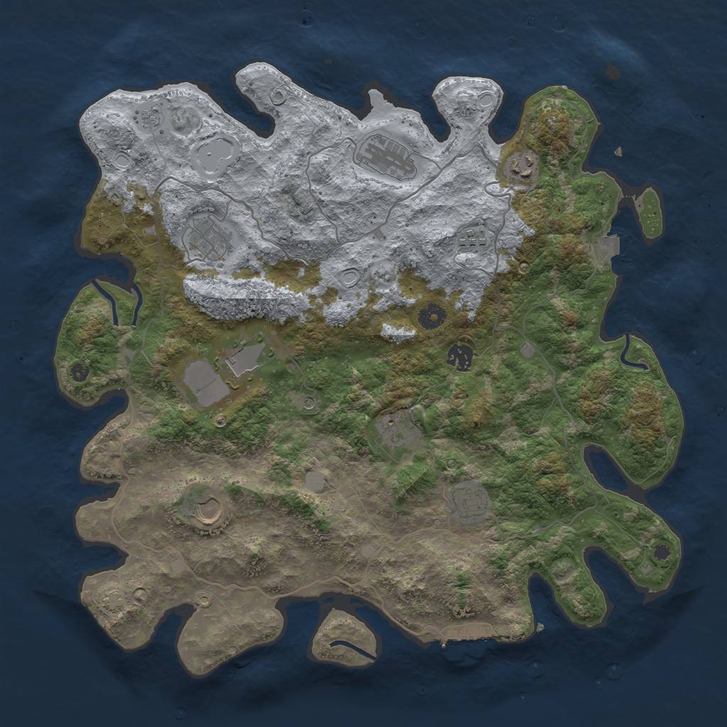 Rust Map: Procedural Map, Size: 4100, Seed: 73365717, 16 Monuments