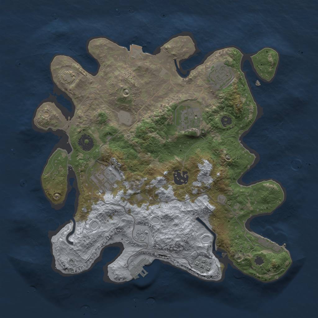 Rust Map: Procedural Map, Size: 3000, Seed: 1241512, 12 Monuments