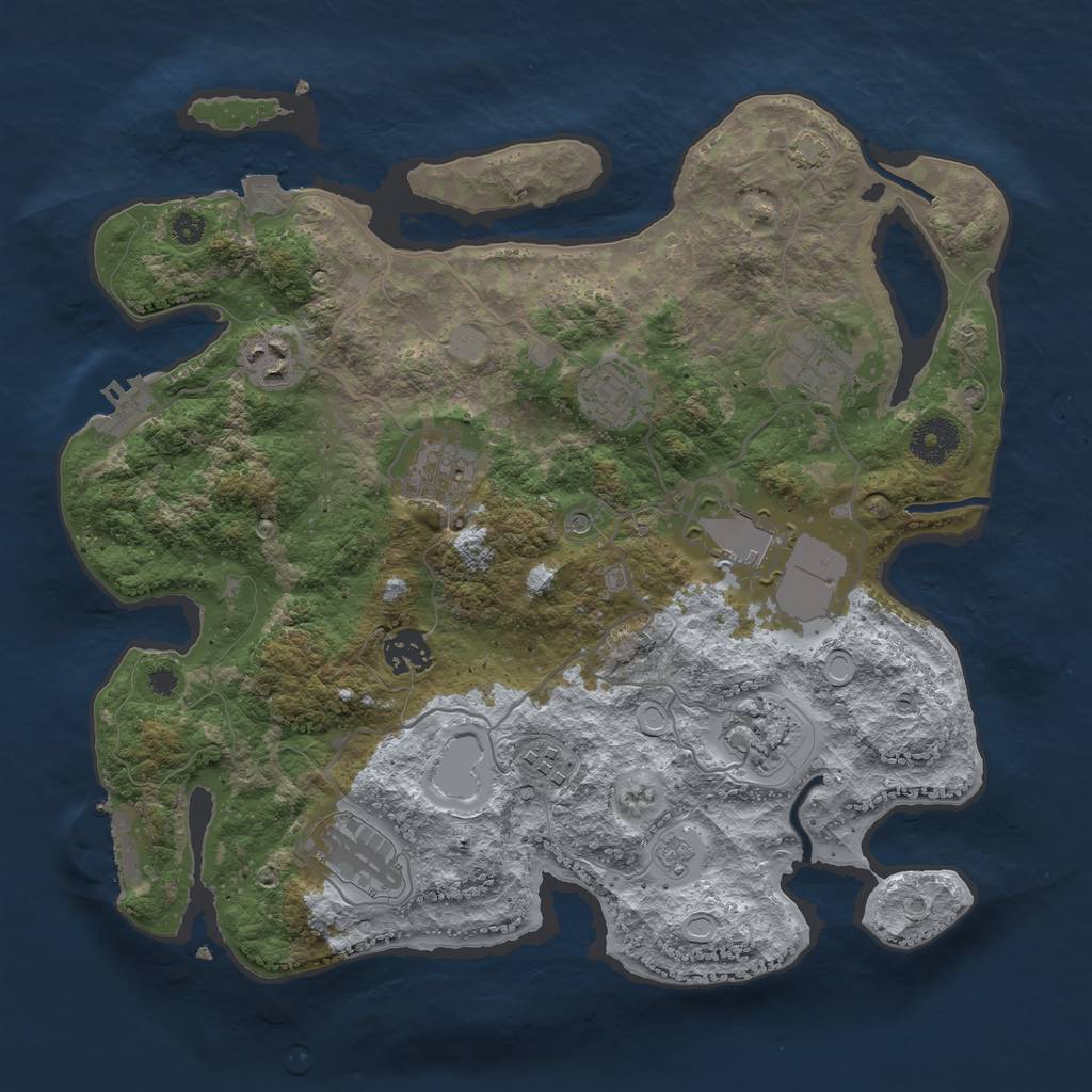 Rust Map: Procedural Map, Size: 3500, Seed: 805347800, 17 Monuments