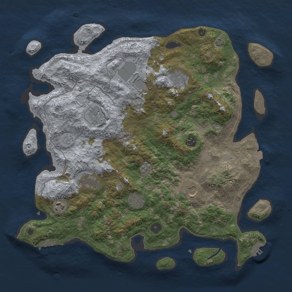 Rust Map: Procedural Map, Size: 4100, Seed: 44283363, 17 Monuments