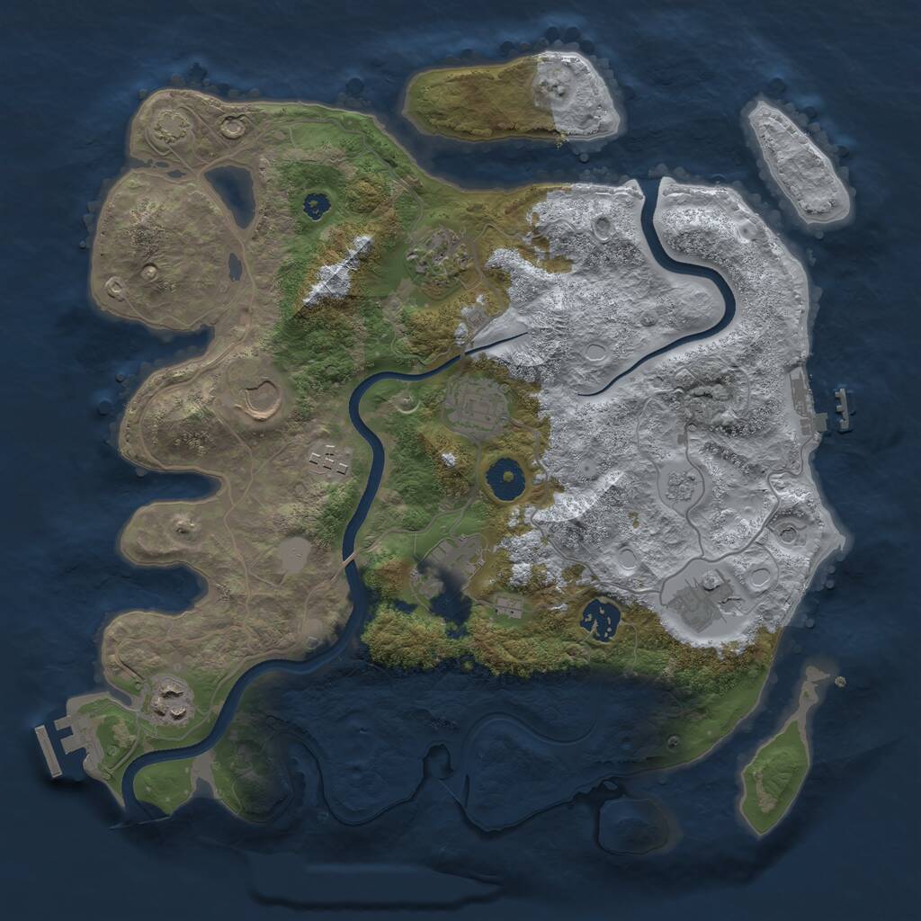 Rust Map: Procedural Map, Size: 3500, Seed: 81024650, 14 Monuments