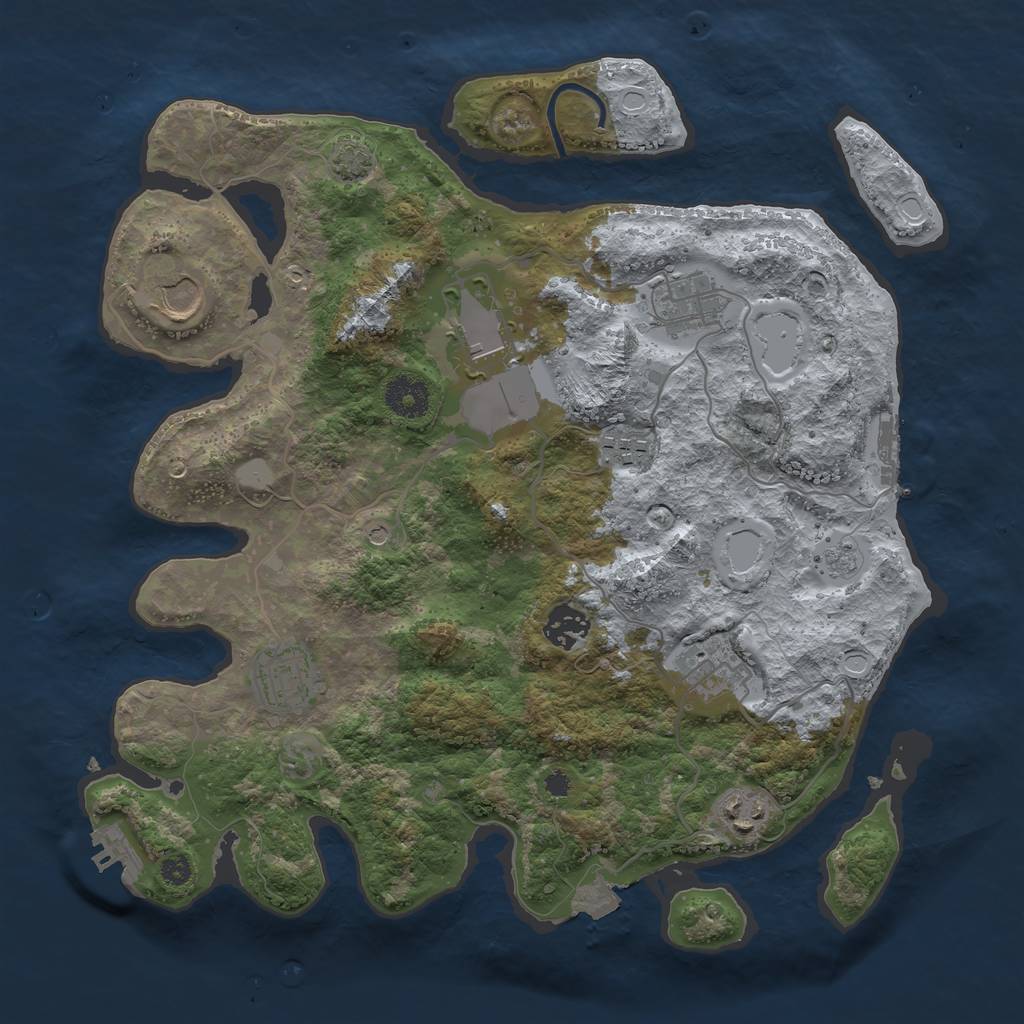 Rust Map: Procedural Map, Size: 3500, Seed: 81024650, 16 Monuments