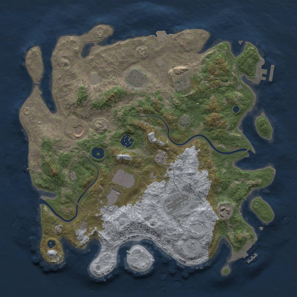 Rust Map: Procedural Map, Size: 3650, Seed: 62217398, 13 Monuments