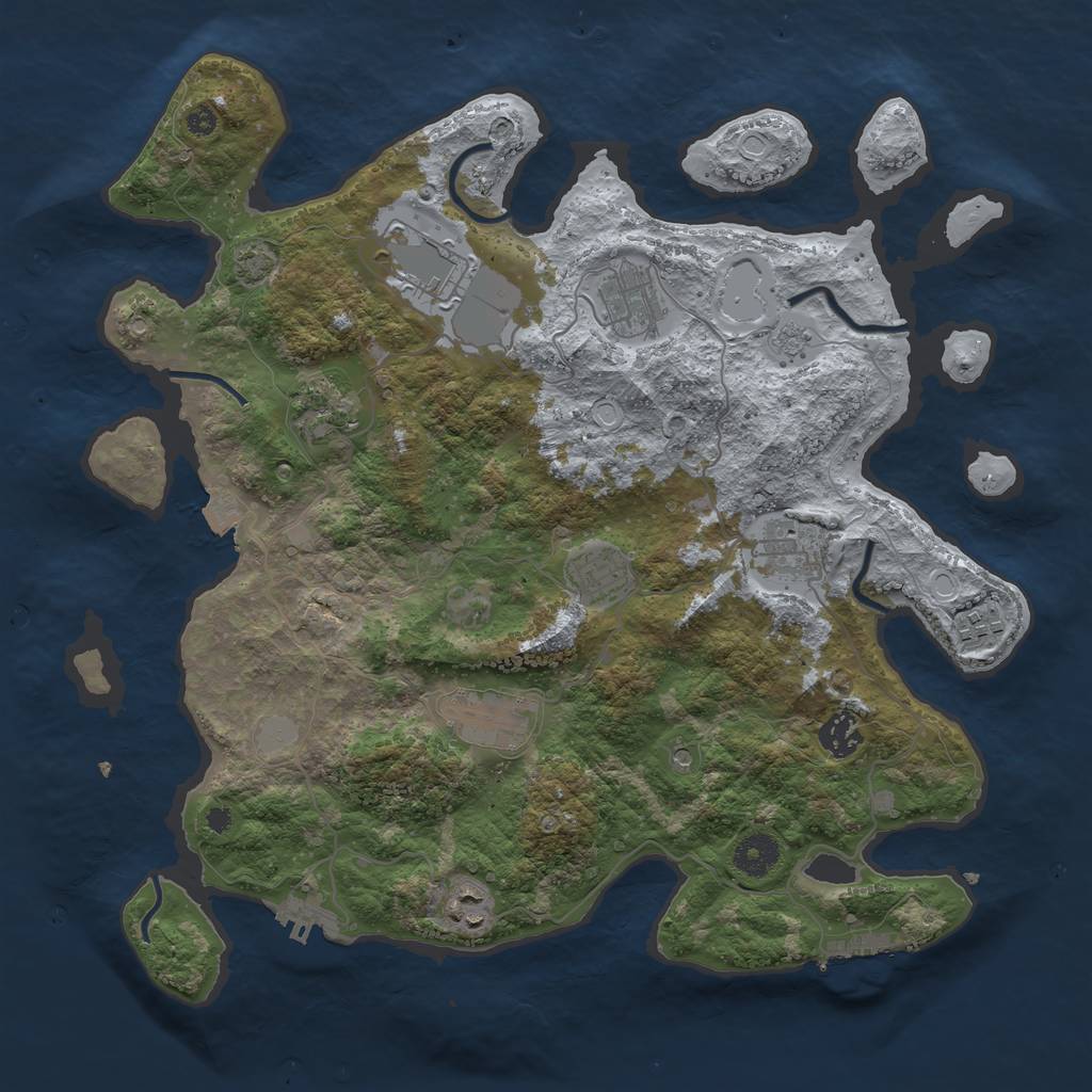 Rust Map: Procedural Map, Size: 3750, Seed: 10565836, 17 Monuments