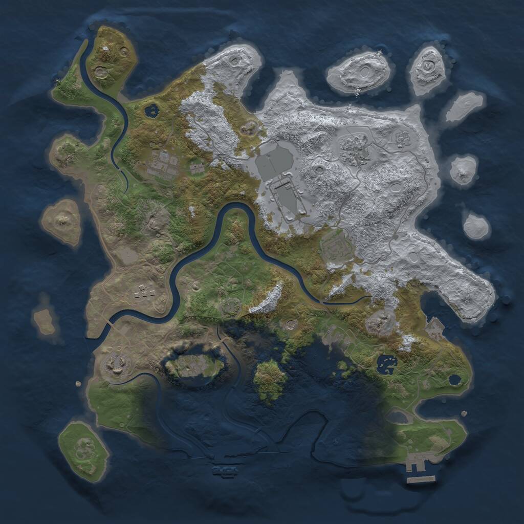 Rust Map: Procedural Map, Size: 3750, Seed: 10565836, 15 Monuments