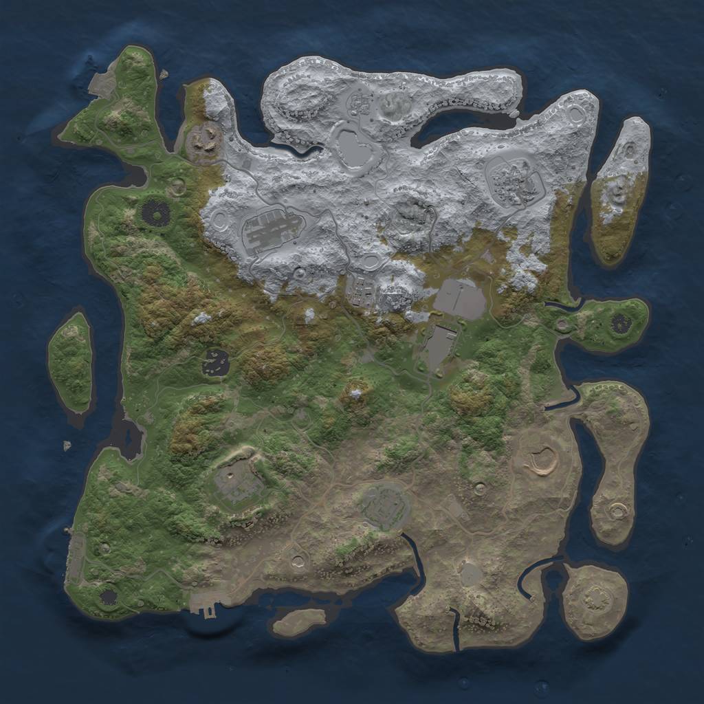 Rust Map: Procedural Map, Size: 3700, Seed: 74551166, 17 Monuments