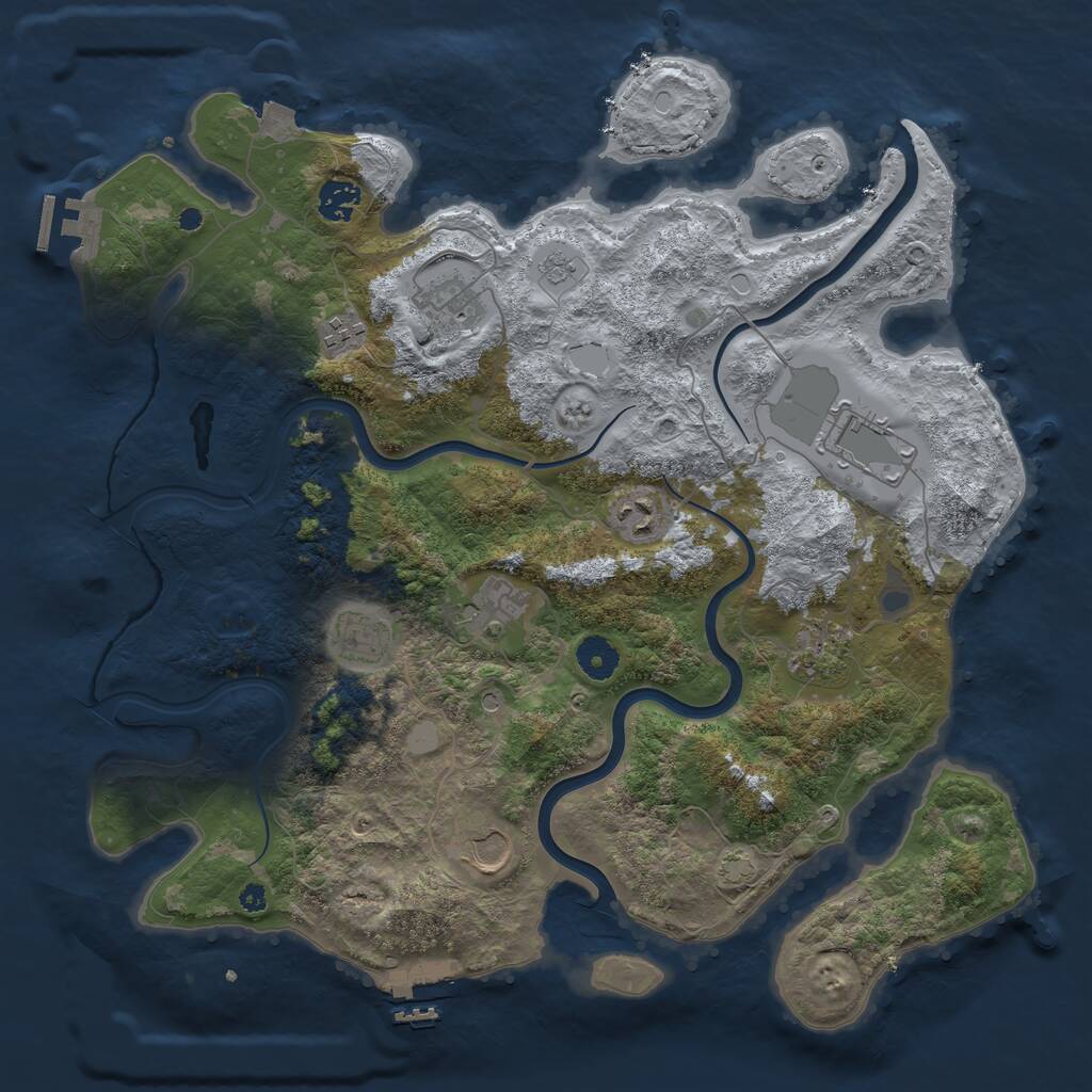 Rust Map: Procedural Map, Size: 3900, Seed: 30629478, 15 Monuments
