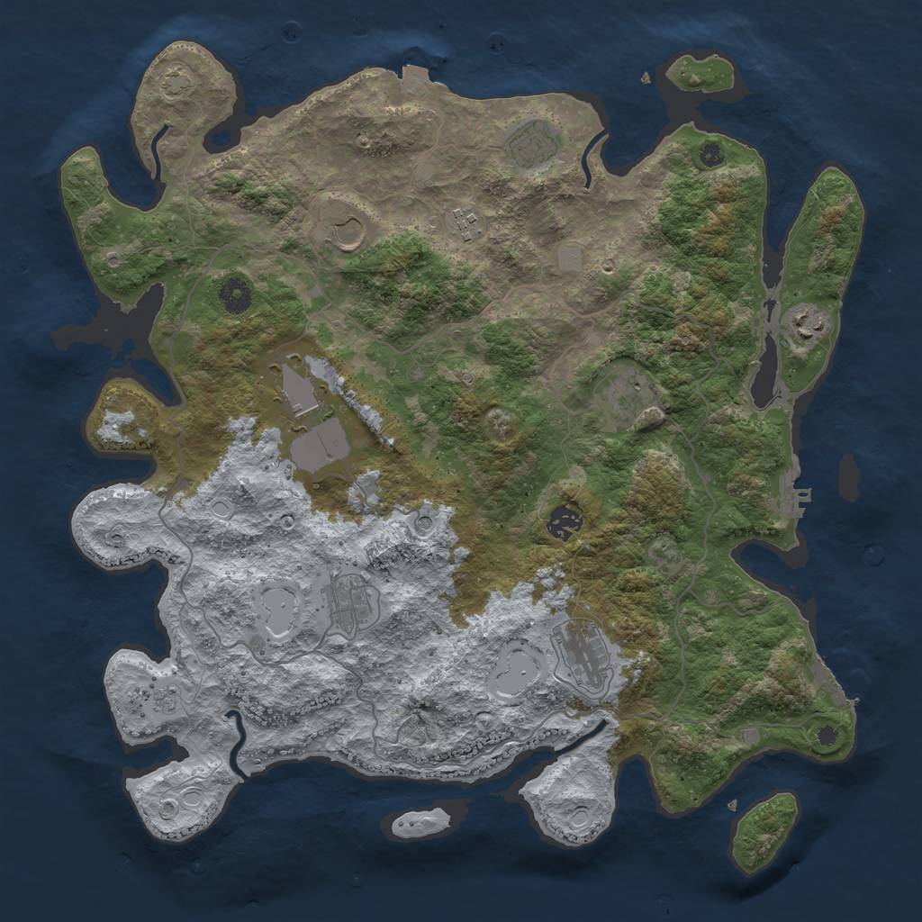 Rust Map: Procedural Map, Size: 4100, Seed: 71975613, 17 Monuments
