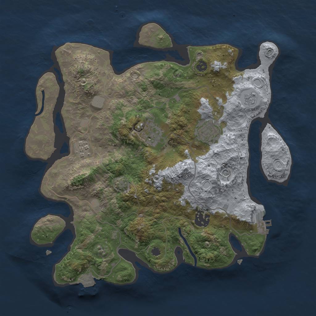 Rust Map: Procedural Map, Size: 3000, Seed: 533720361, 11 Monuments