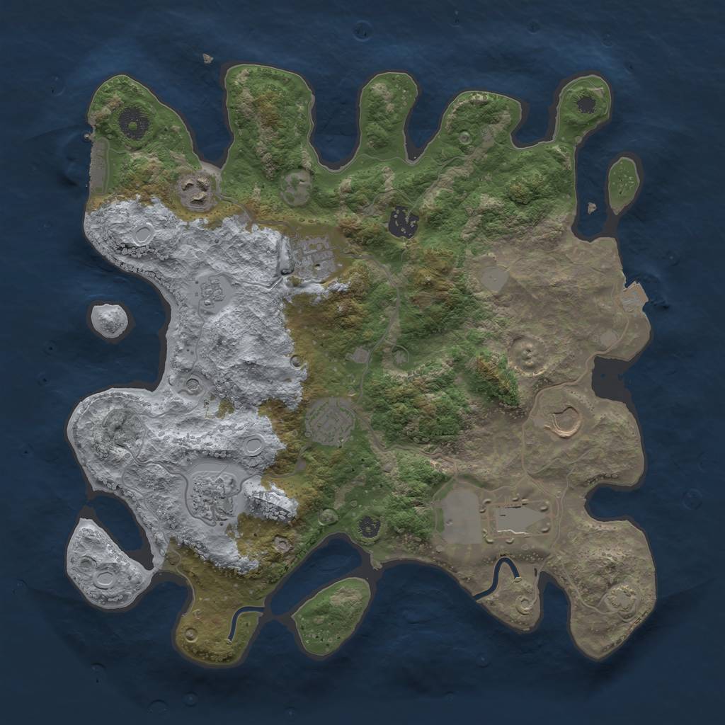 Rust Map: Procedural Map, Size: 3500, Seed: 3833509, 14 Monuments