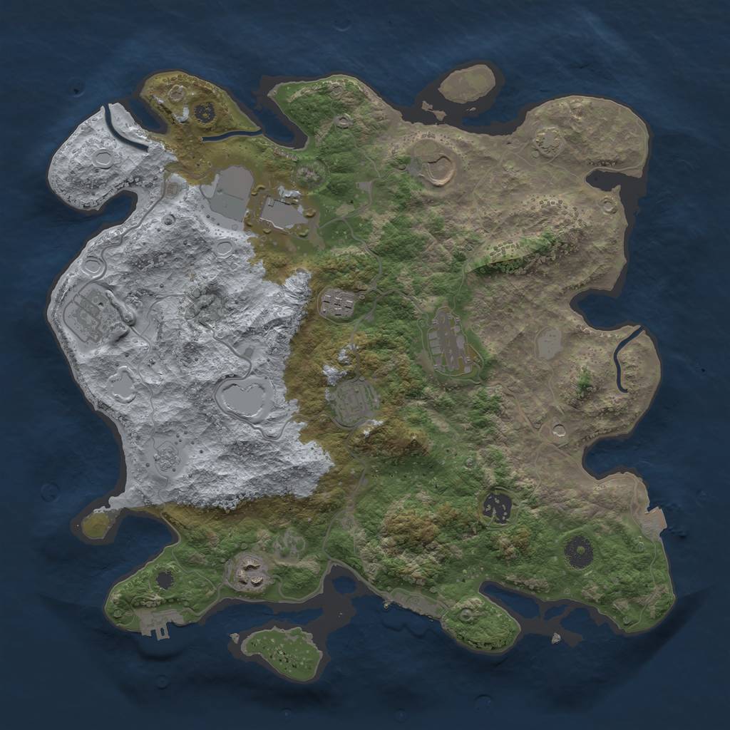 Rust Map: Procedural Map, Size: 3650, Seed: 50880260, 16 Monuments