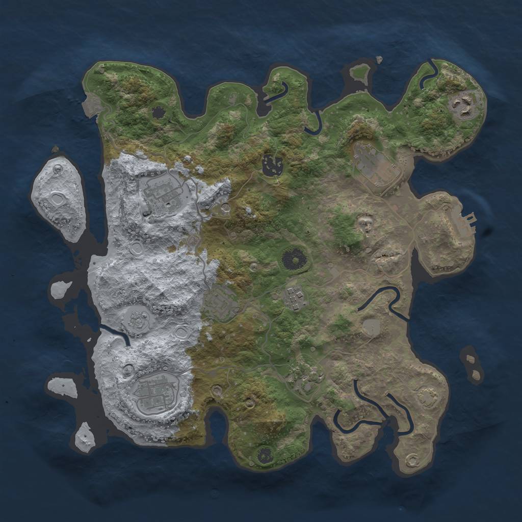 Rust Map: Procedural Map, Size: 3450, Seed: 1287352, 15 Monuments