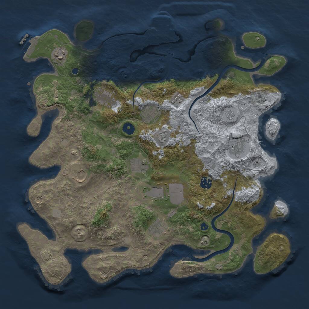 Rust Map: Procedural Map, Size: 3900, Seed: 61932174, 16 Monuments