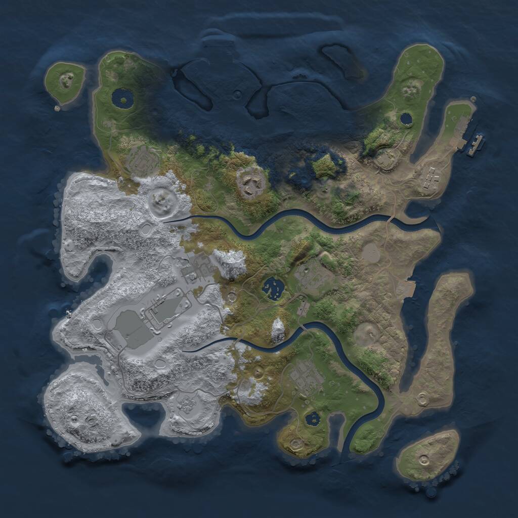 Rust Map: Procedural Map, Size: 3600, Seed: 95323582, 14 Monuments