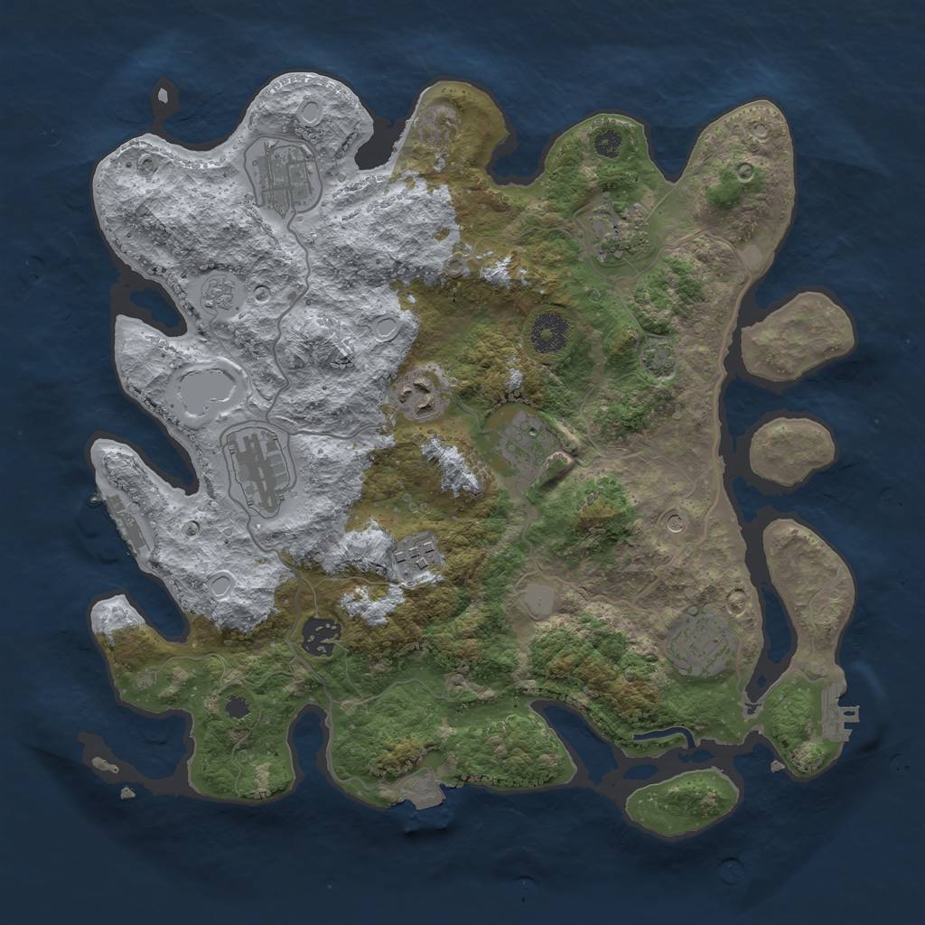 Rust Map: Procedural Map, Size: 3450, Seed: 59476071, 16 Monuments