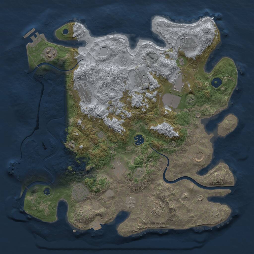 Rust Map: Procedural Map, Size: 3750, Seed: 63045264, 17 Monuments