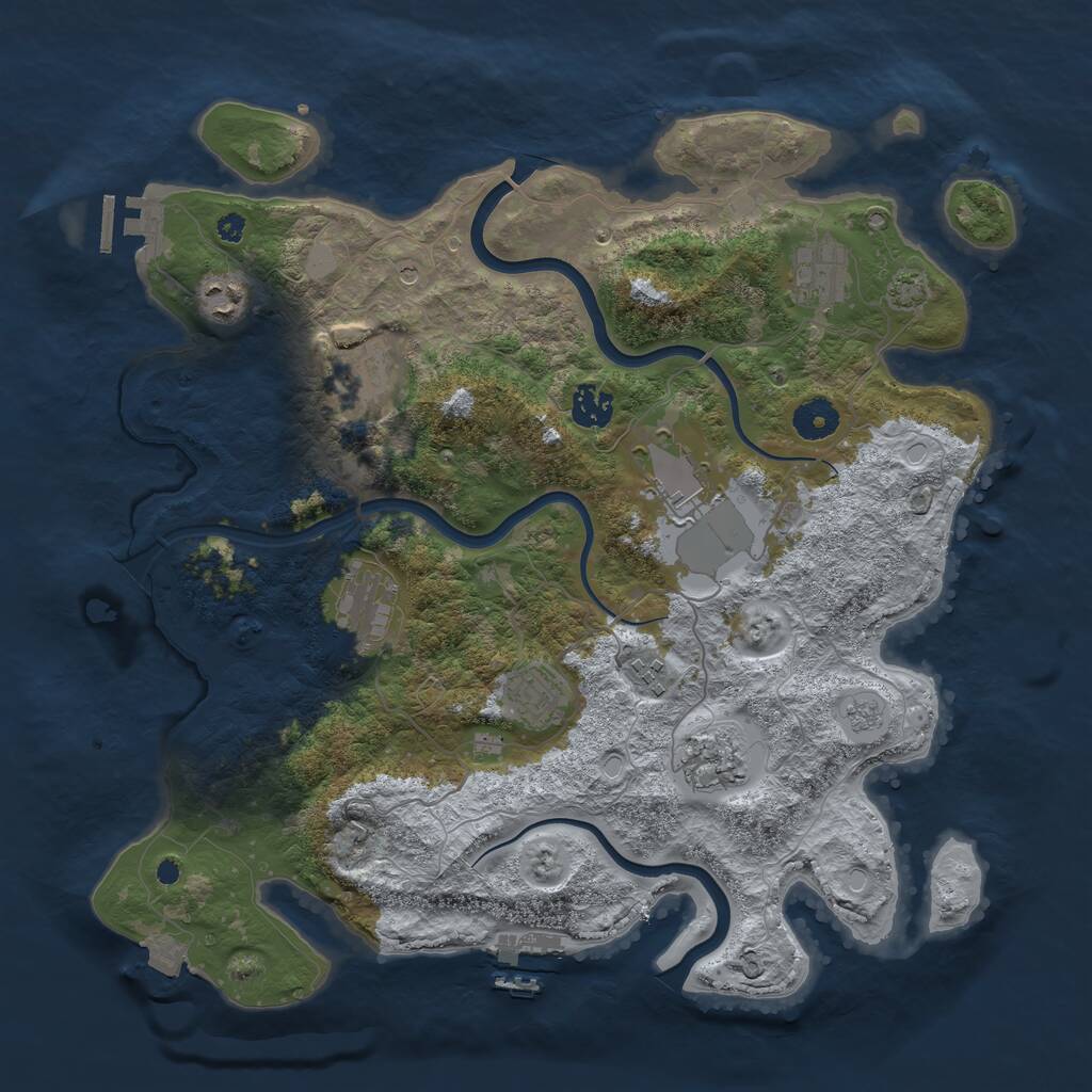 Rust Map: Procedural Map, Size: 3800, Seed: 76758707, 15 Monuments