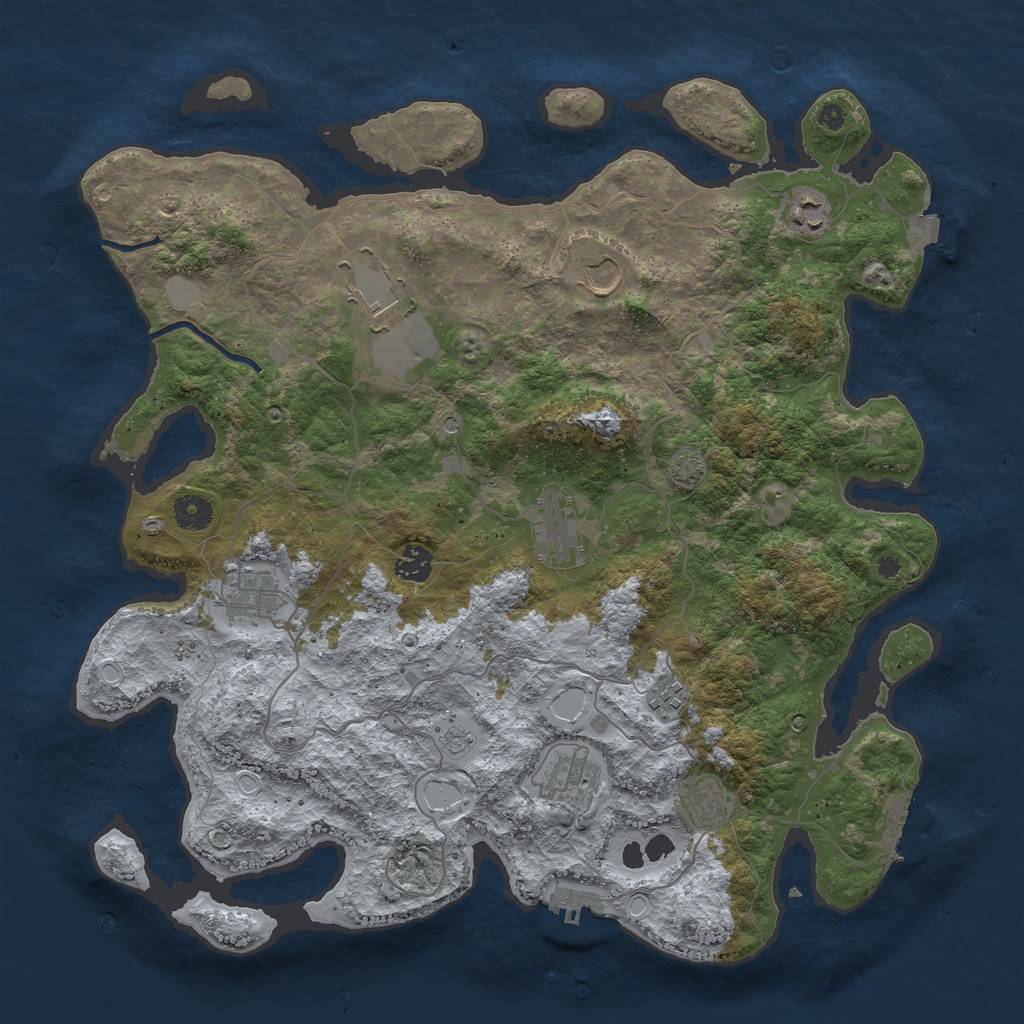 Rust Map: Procedural Map, Size: 4100, Seed: 13801260, 17 Monuments
