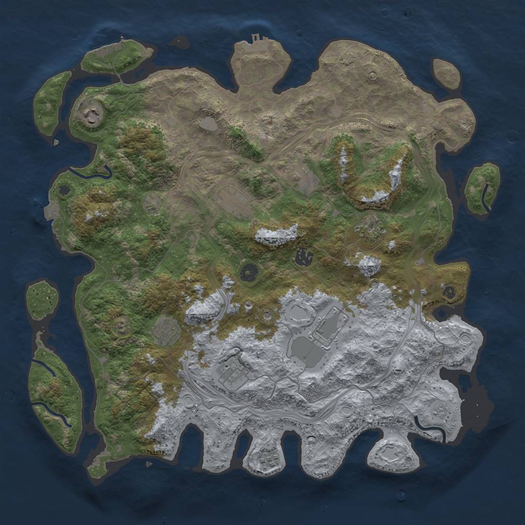 Rust Map: Procedural Map, Size: 4300, Seed: 49531170, 17 Monuments
