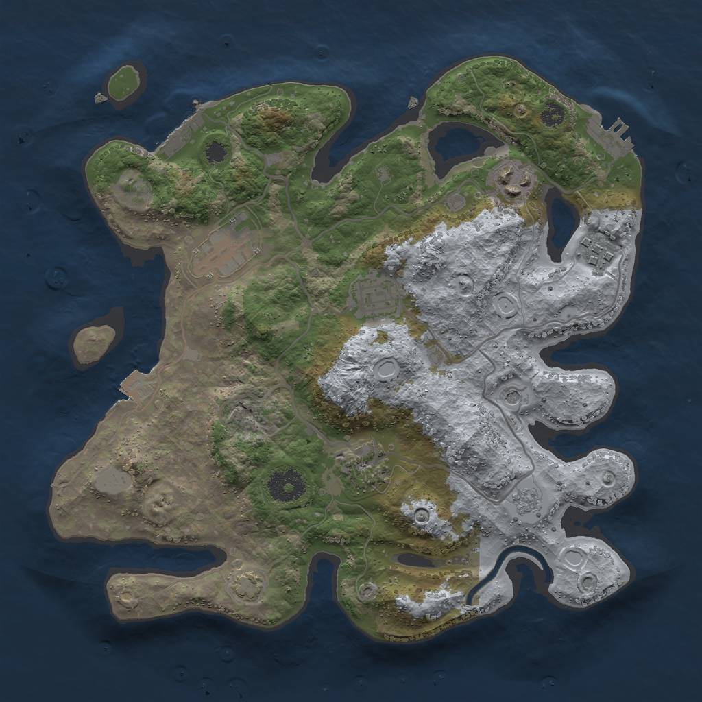 Rust Map: Procedural Map, Size: 3000, Seed: 866035, 13 Monuments