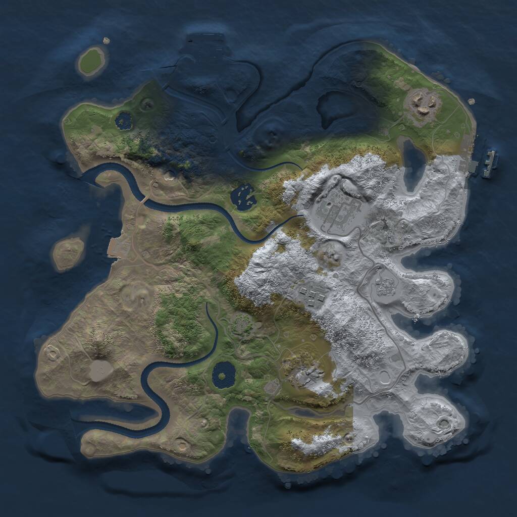 Rust Map: Procedural Map, Size: 3000, Seed: 866035, 11 Monuments