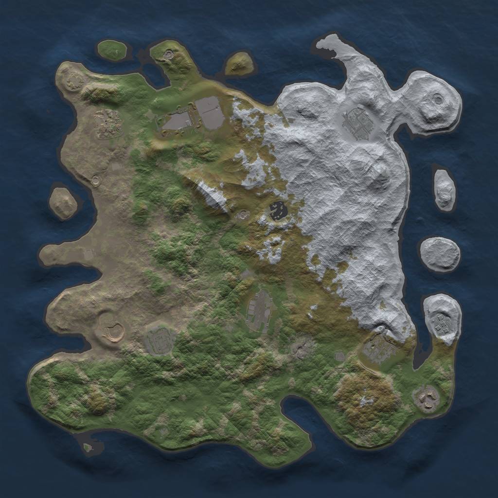 Rust Map: Barren, Size: 3950, Seed: 42474295, 14 Monuments