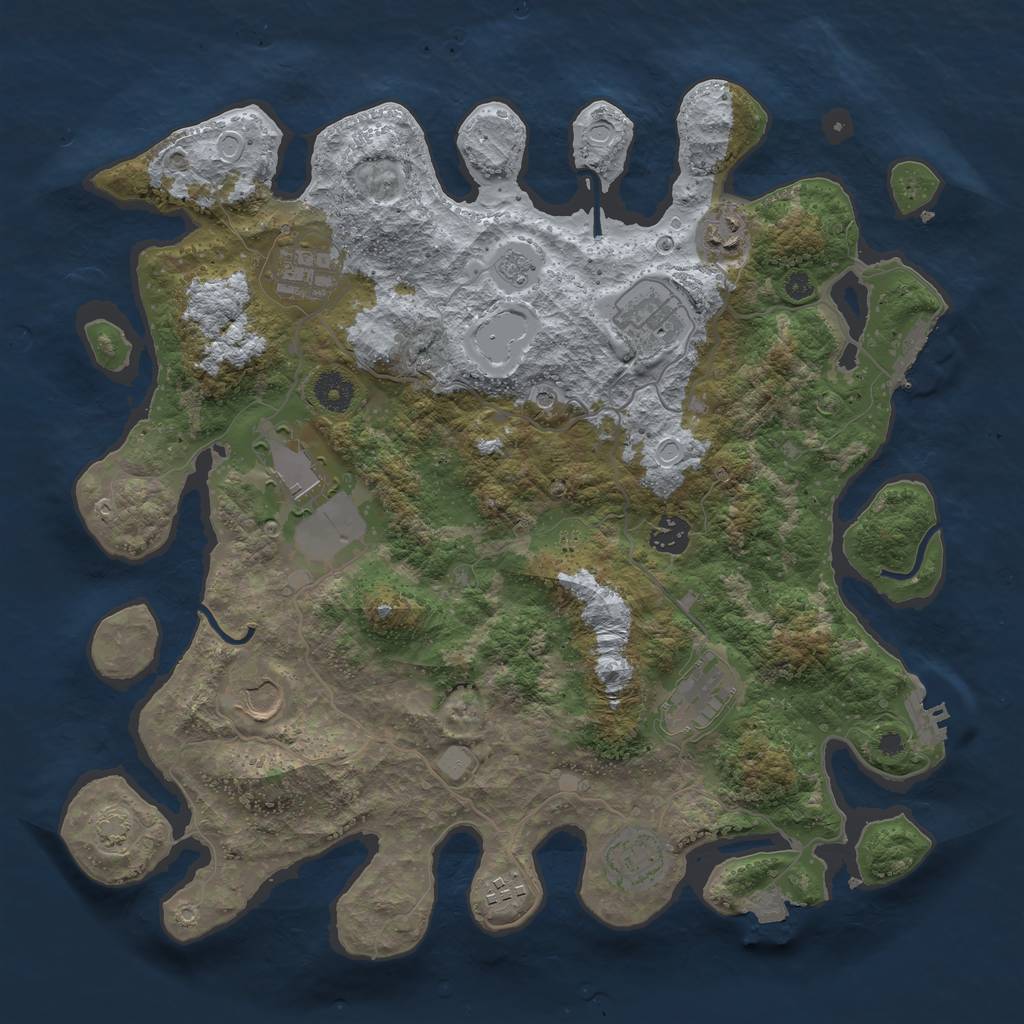 Rust Map: Procedural Map, Size: 3850, Seed: 32890768, 17 Monuments