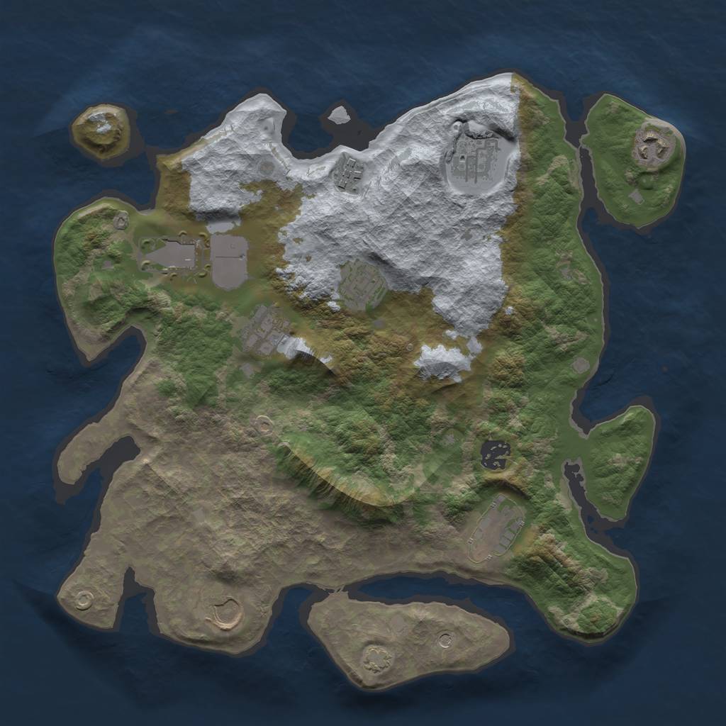 Rust Map: Barren, Size: 3500, Seed: 441372057, 13 Monuments