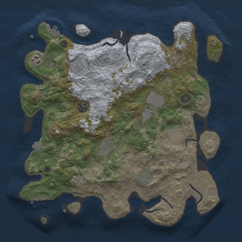 Rust Map: Procedural Map, Size: 3700, Seed: 614390594, 17 Monuments