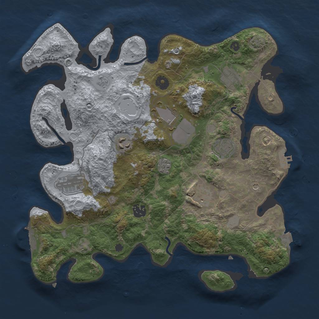 Rust Map: Procedural Map, Size: 3500, Seed: 786699005, 16 Monuments